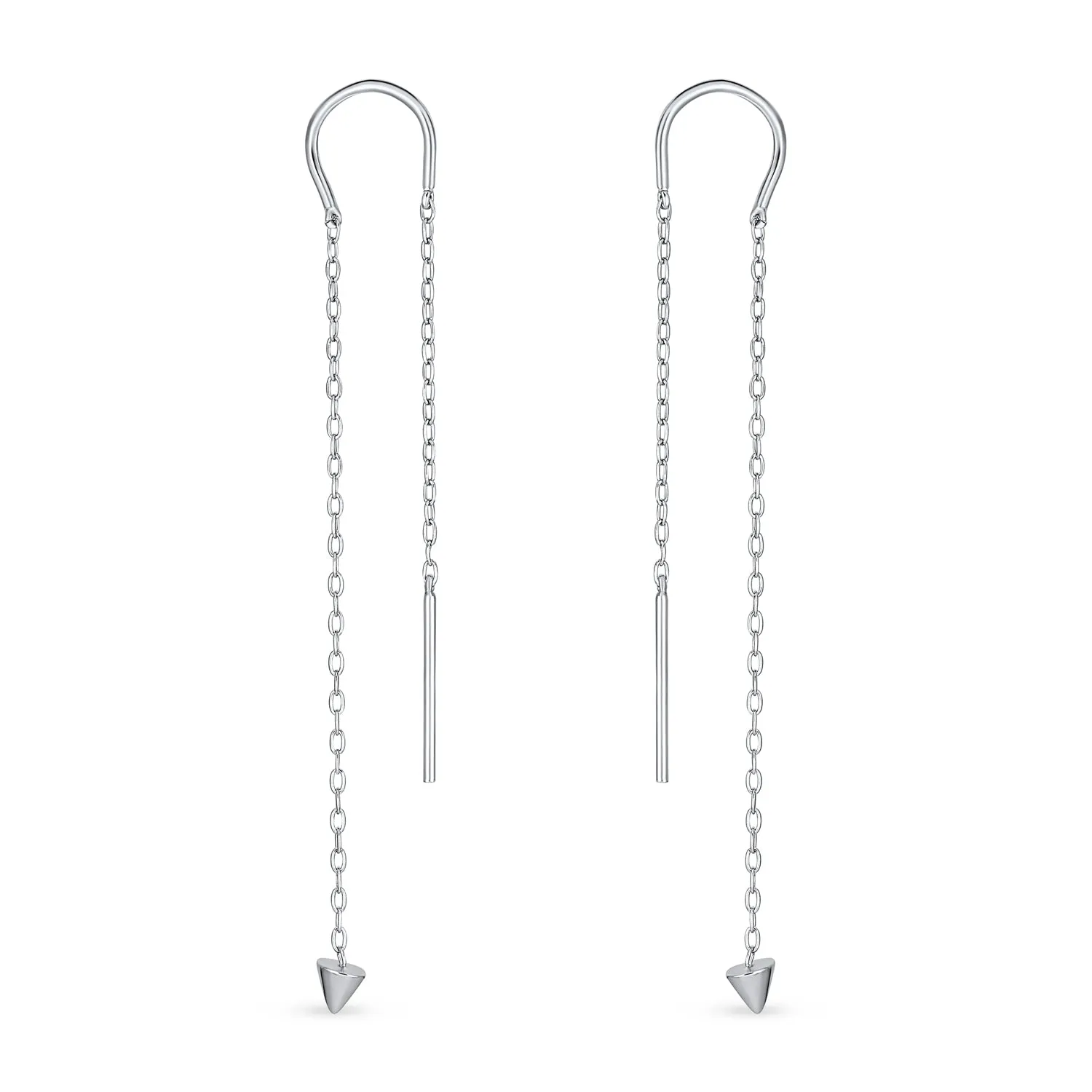 Minimalist Geometric Dangle Earrings Arrow Spike Tip Gold Plated Sterling Silver