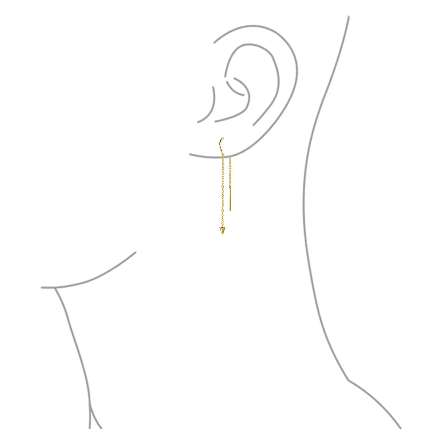 Minimalist Geometric Dangle Earrings Arrow Spike Tip Gold Plated Sterling Silver