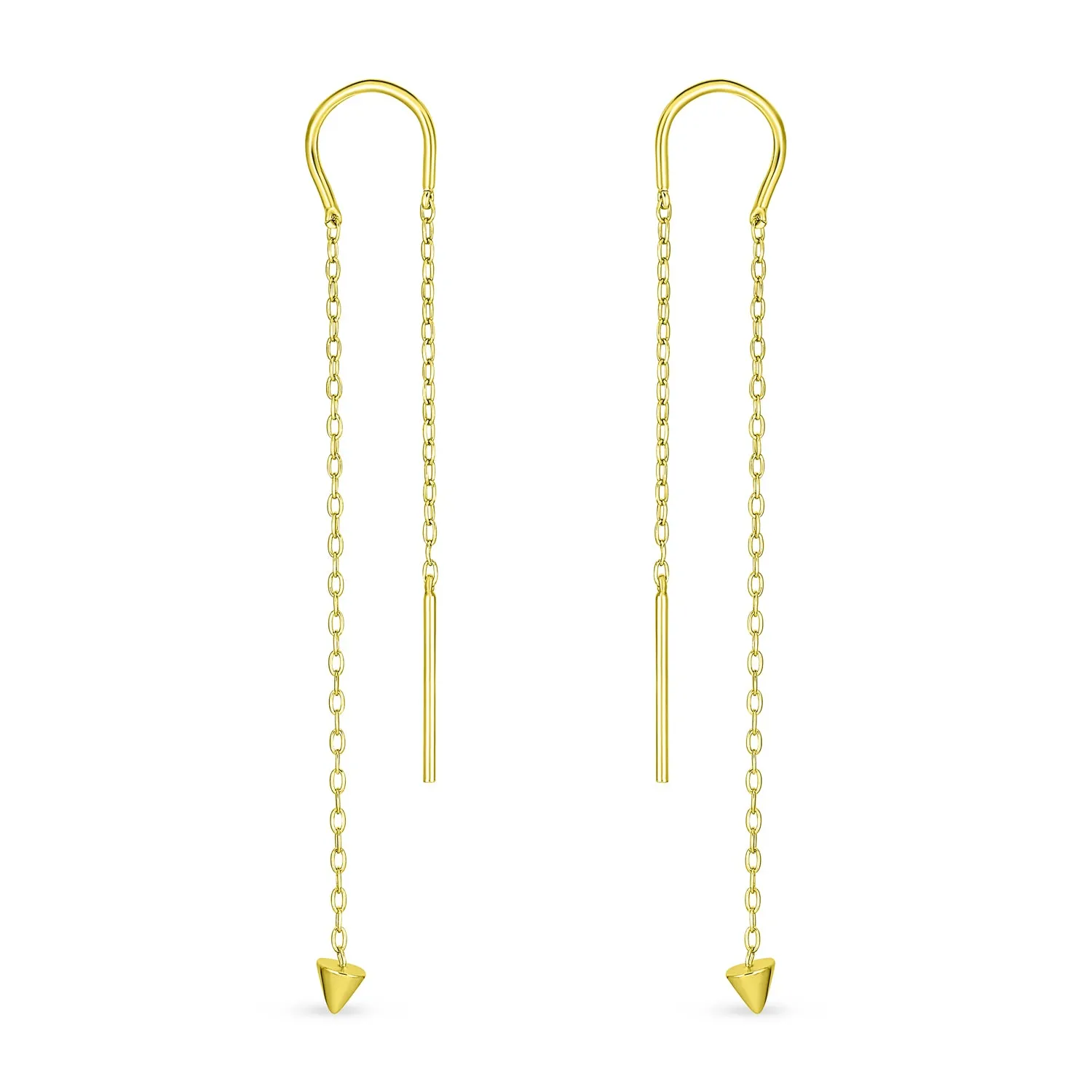 Minimalist Geometric Dangle Earrings Arrow Spike Tip Gold Plated Sterling Silver