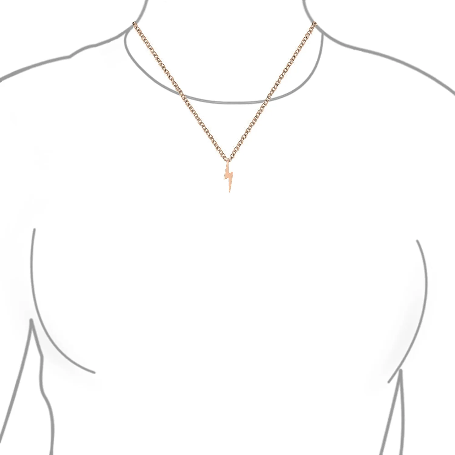 Minimalist Geometric Lightning Bolt Pendant Necklace with CZ Gold Plated Silver