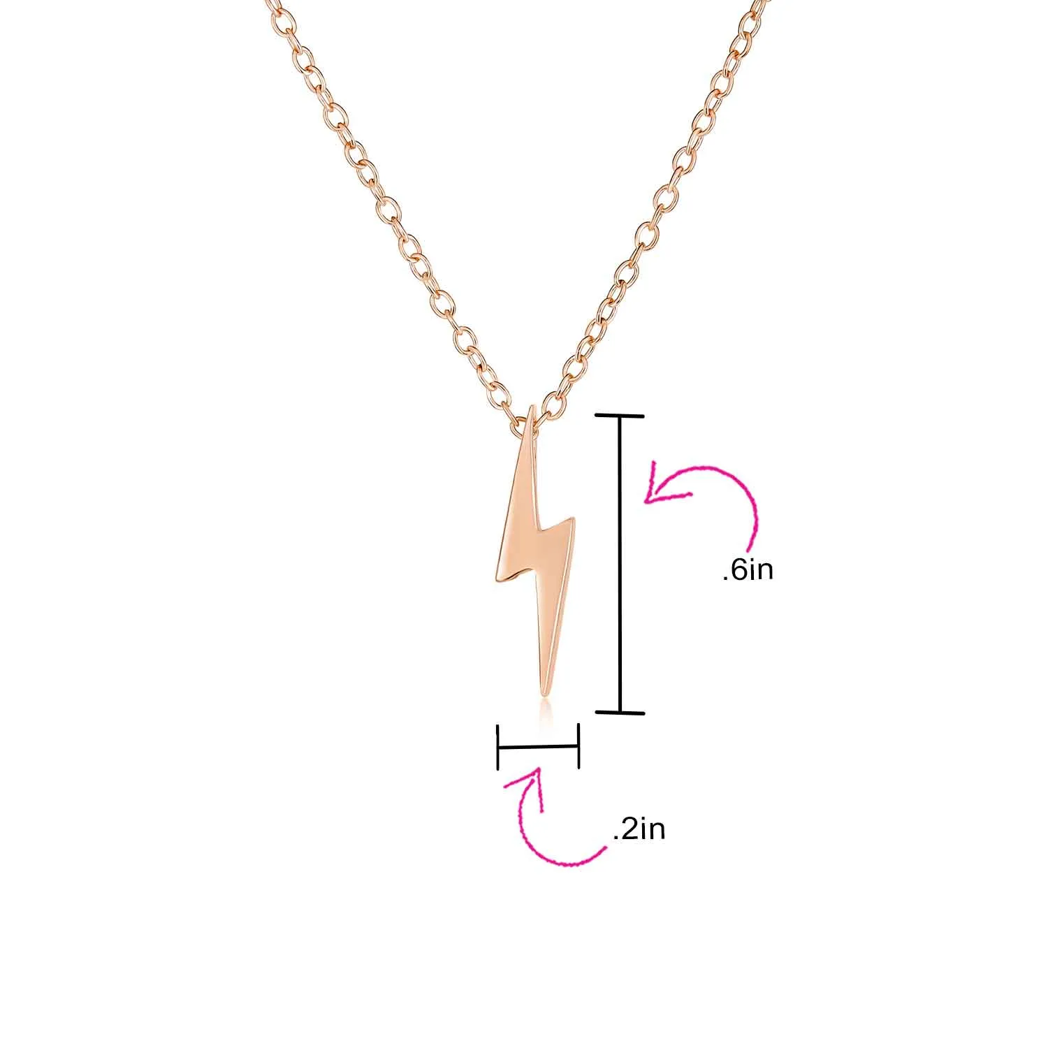 Minimalist Geometric Lightning Bolt Pendant Necklace with CZ Gold Plated Silver