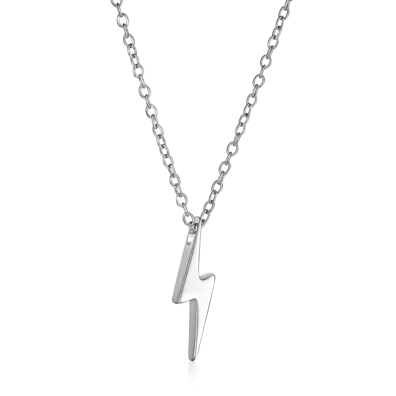 Minimalist Geometric Lightning Bolt Pendant Necklace with CZ Gold Plated Silver