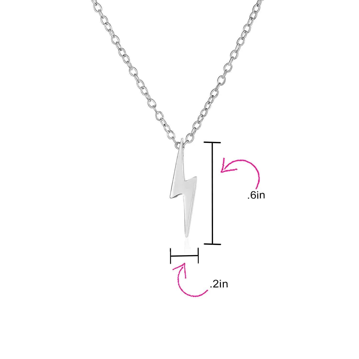 Minimalist Geometric Lightning Bolt Pendant Necklace with CZ Gold Plated Silver