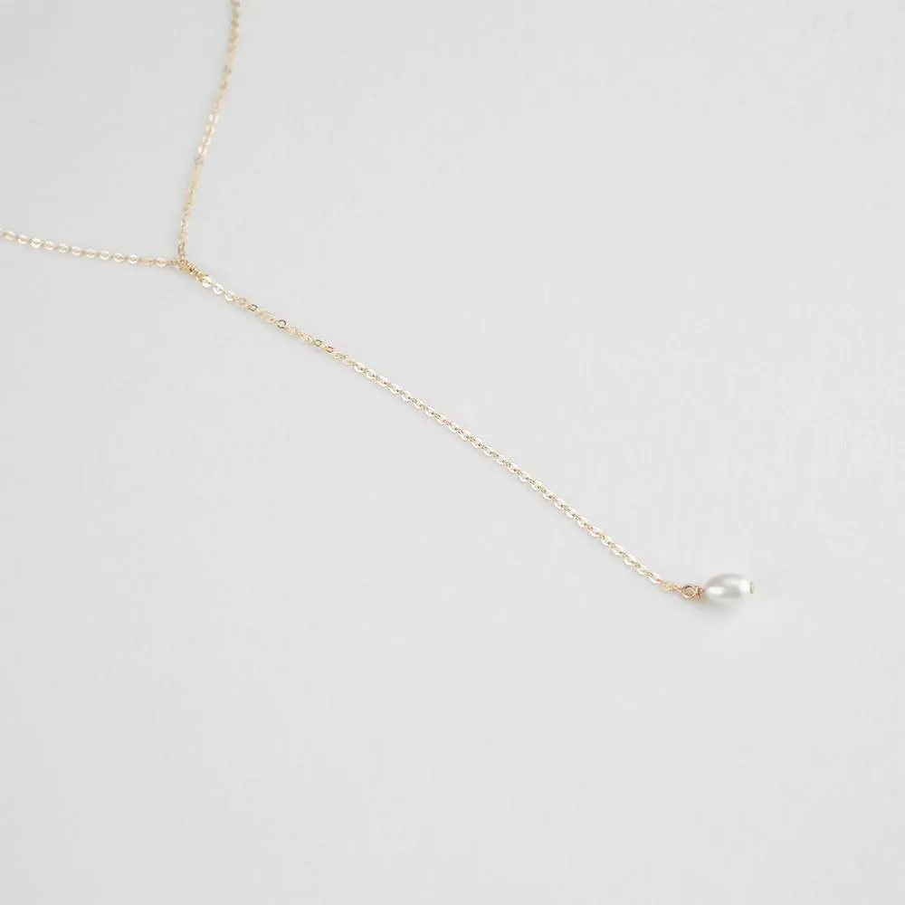 Minimalist Pearl Drop Layer Y-Necklace