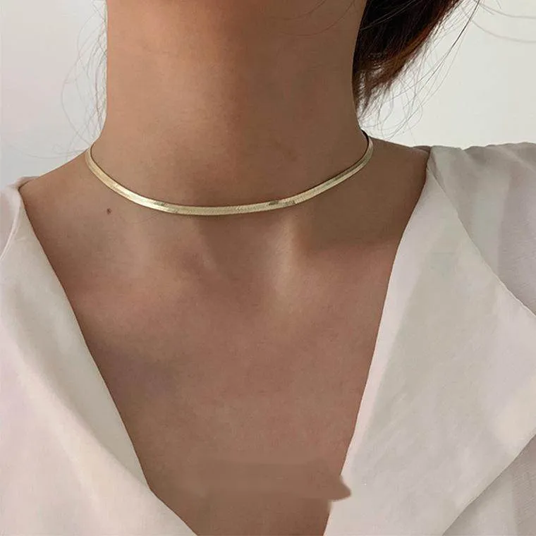 Minimalist Silver & Gold Herringbone Necklaces
