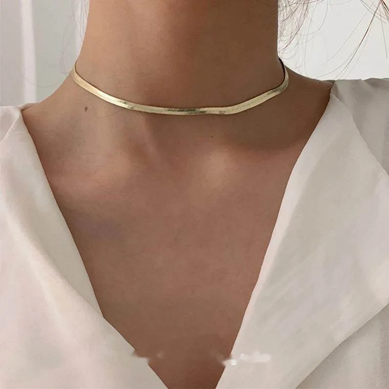 Minimalist Silver & Gold Herringbone Necklaces