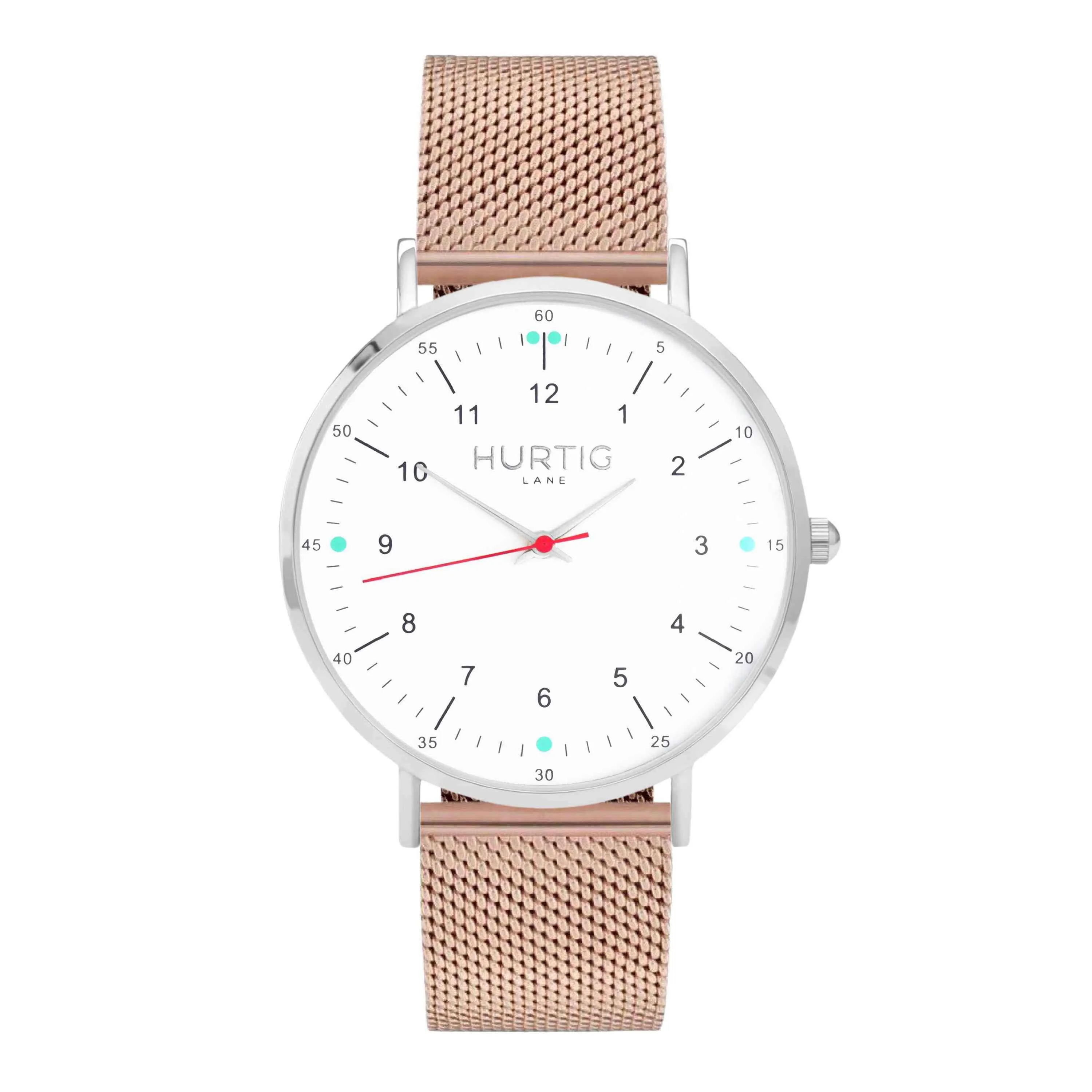 Moderno Stainless Steel Watch Silver, White & Rose Gold