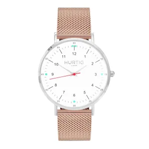 Moderno Stainless Steel Watch Silver, White & Rose Gold