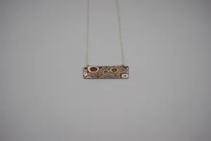 Mokume Gane Bar Necklace: Silver and Copper, Cable Chain