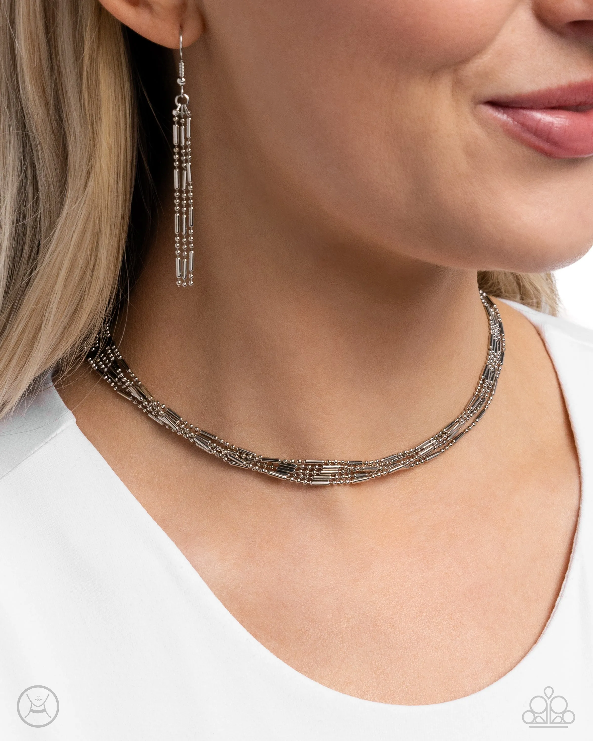Monochromatic Marvel - Silver (Choker) Necklace