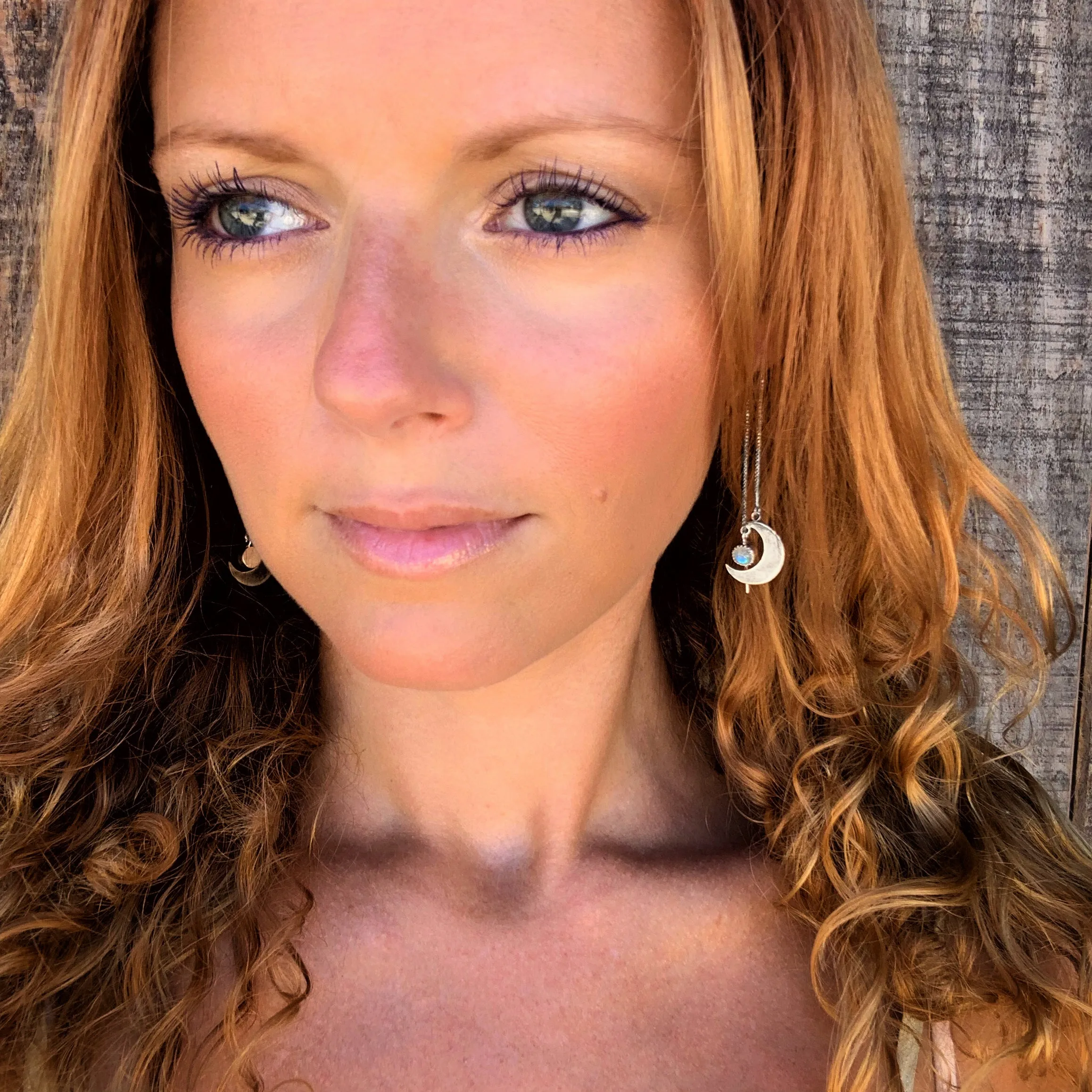 Moon threader earrings with moonstone "star" dangle