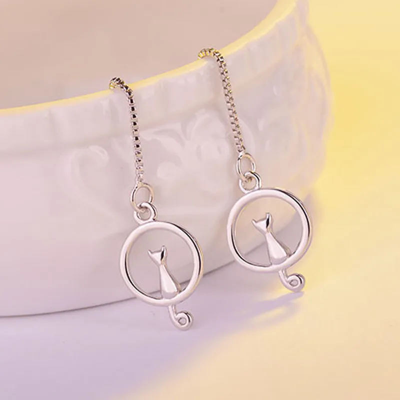 Moonlit Paws Threader Earrings