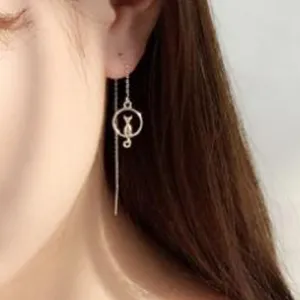 Moonlit Paws Threader Earrings