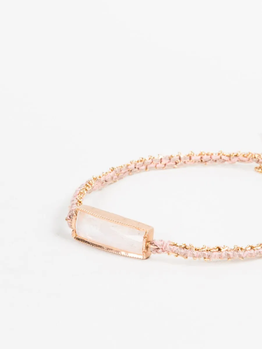 moonstone bar silk gold bracelet