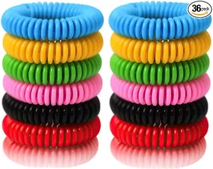 Mosquito Bracelets, 36 Pack Individually Wrapped, DEET Free, Natural and Waterproof Band