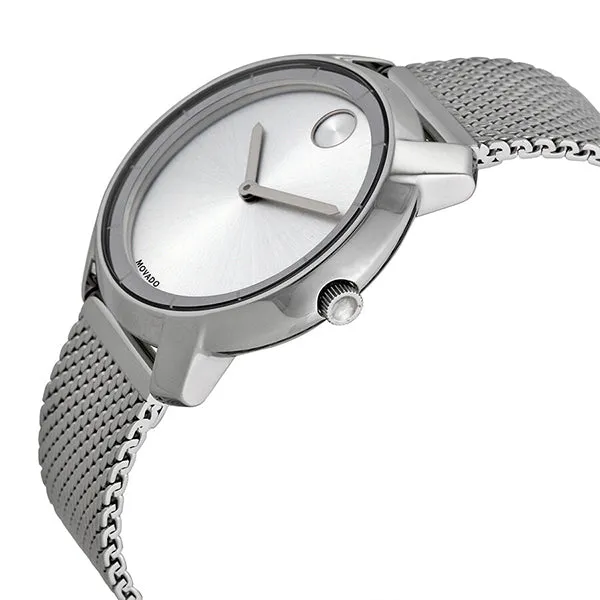 Movado Bold Series Silver Stainless Steel Mesh Silver Dial Quartz Watch for Ladies- 3600241