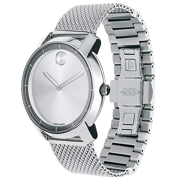 Movado Bold Series Silver Stainless Steel Mesh Silver Dial Quartz Watch for Ladies- 3600241