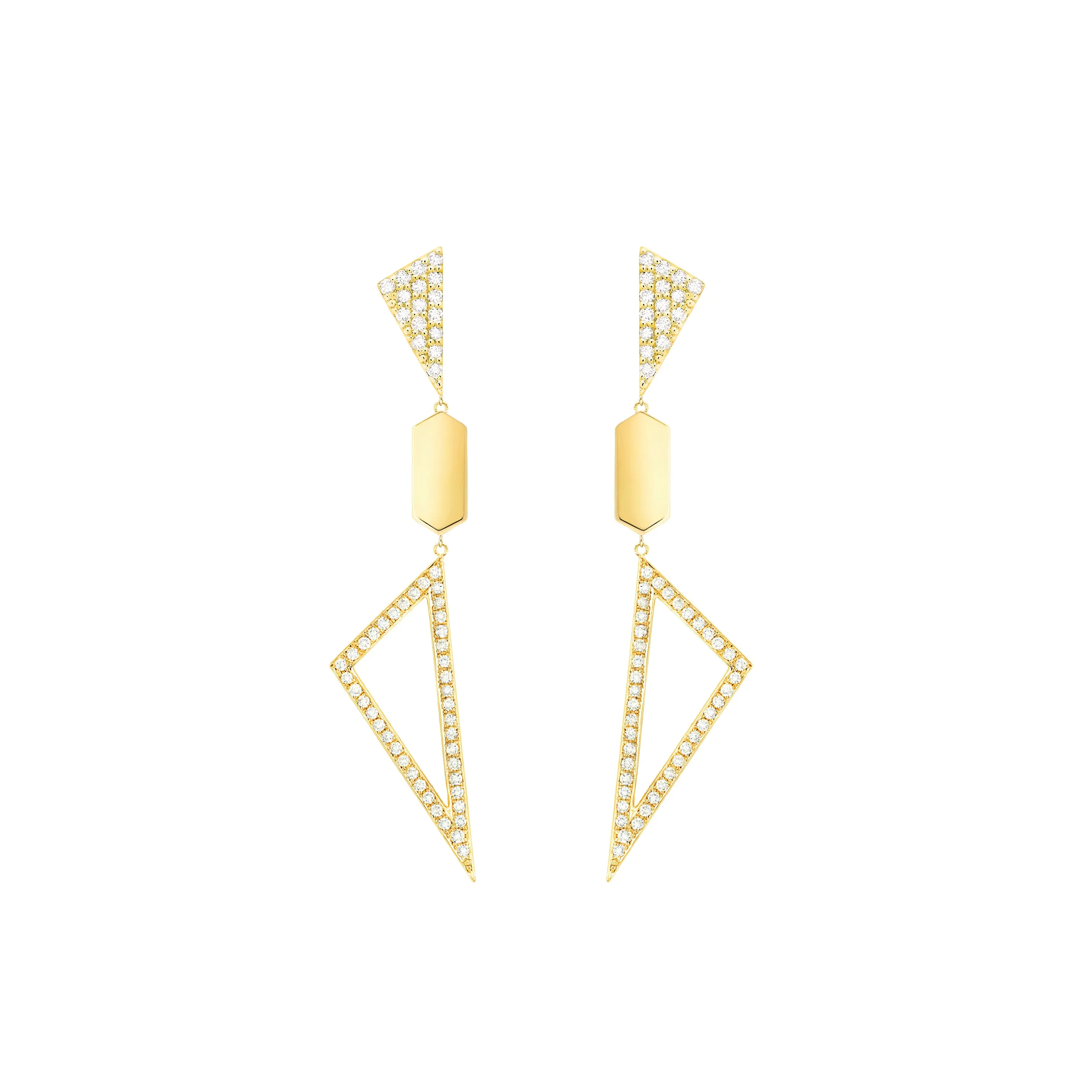 Multi Shape Earrings - Diamond - Top Bottom | Yellow Gold