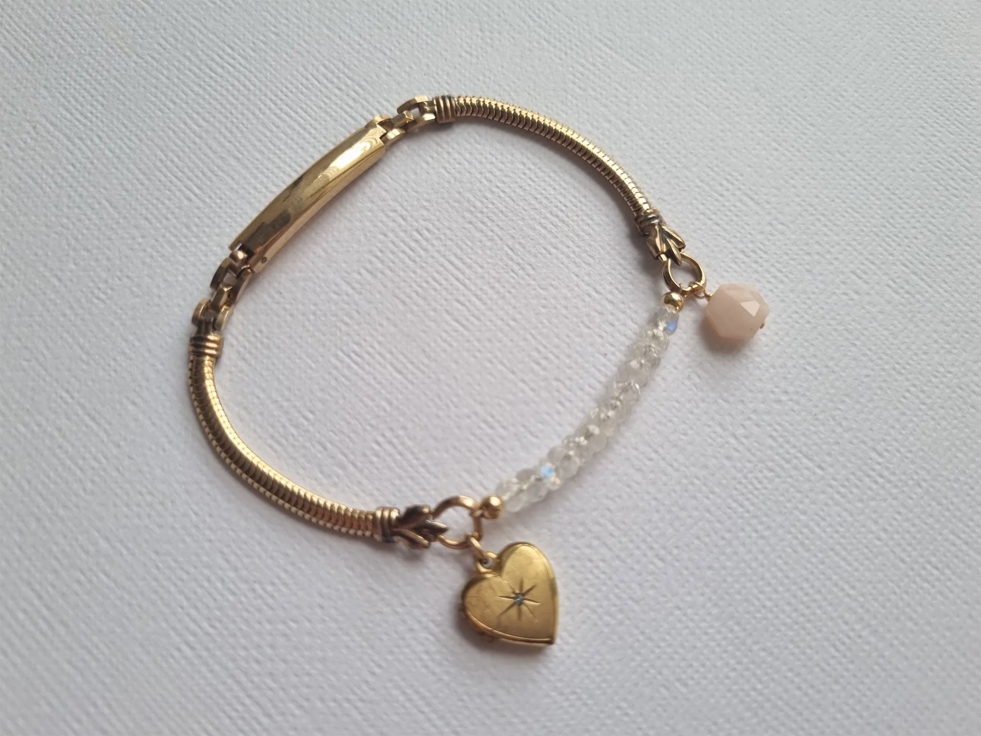 my North Star | heart locket vintage watch band bracelet