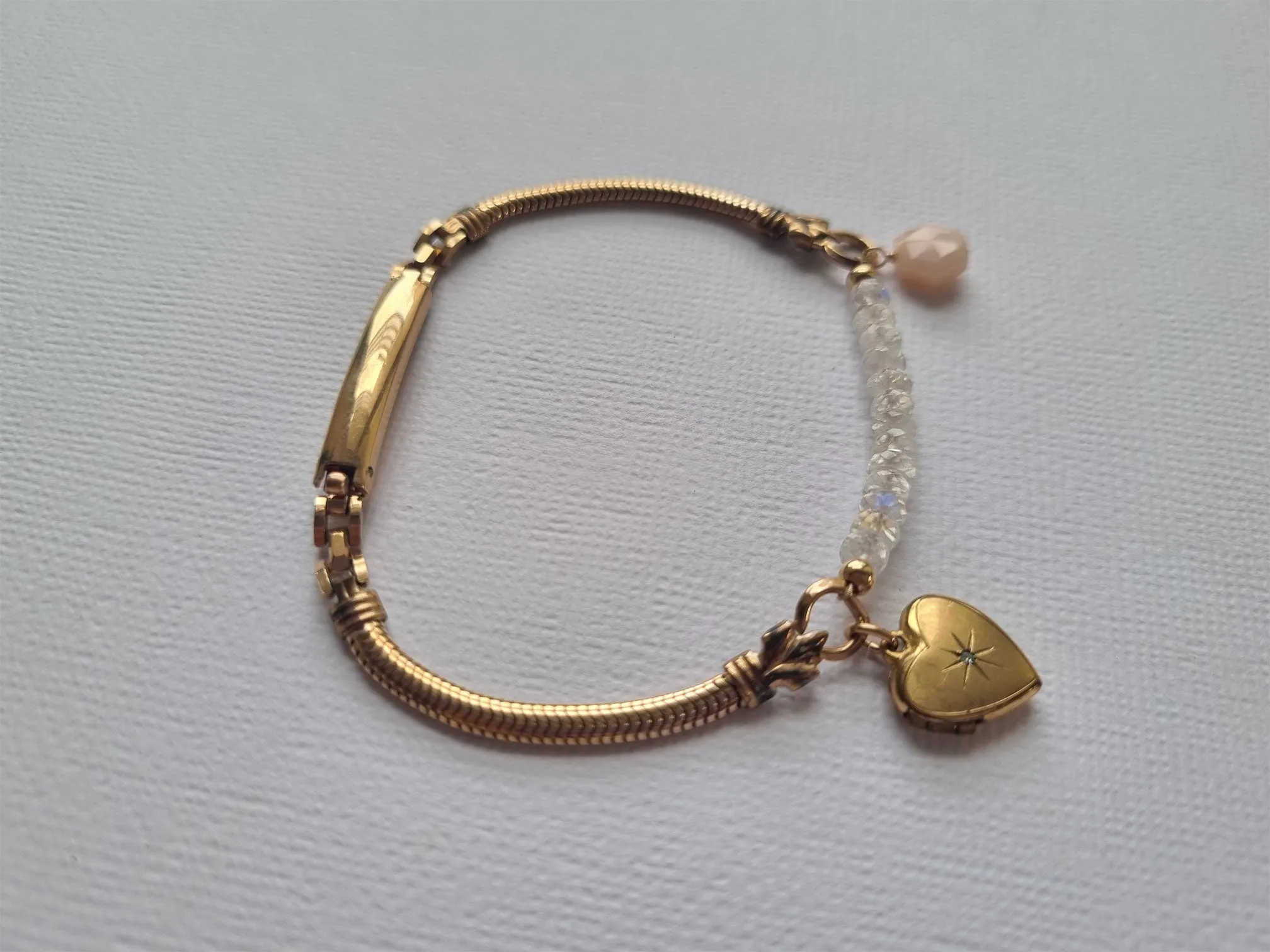 my North Star | heart locket vintage watch band bracelet