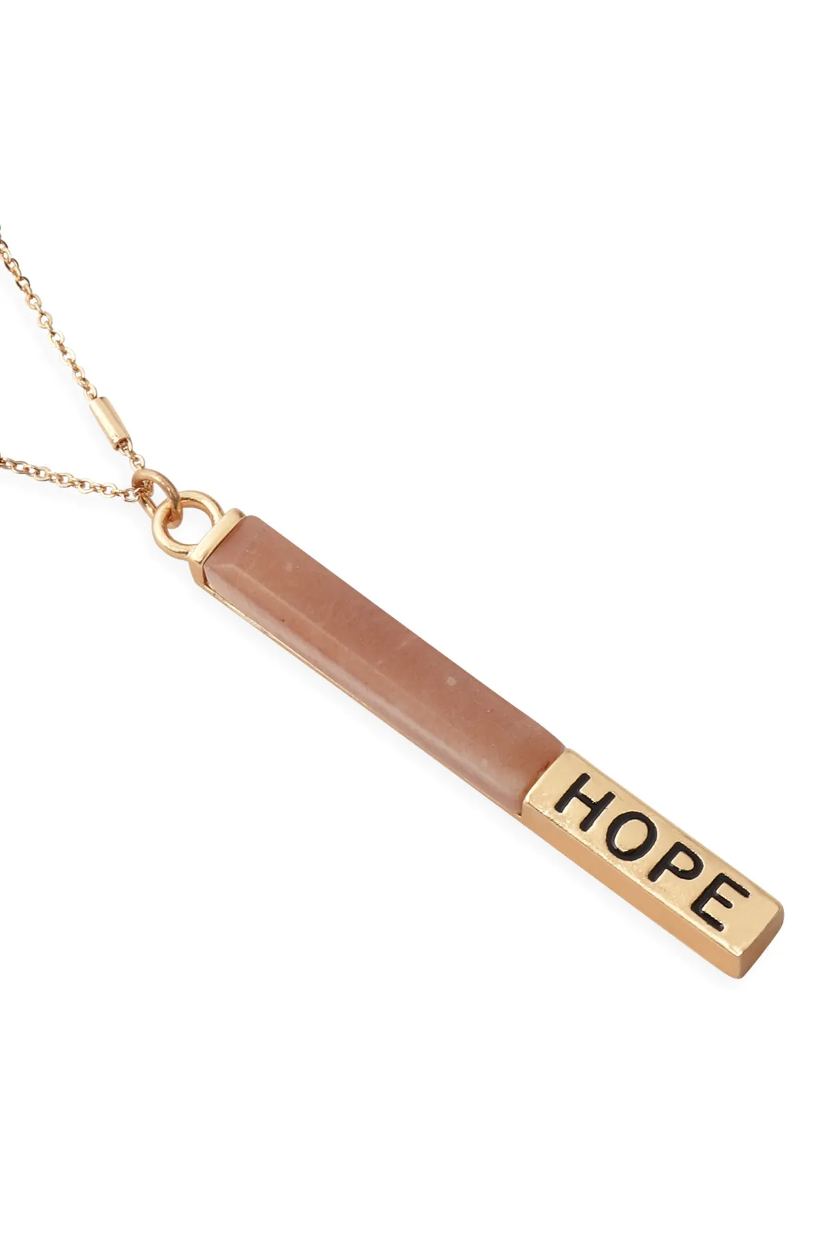 MYN1305 - NATURAL STONE "HOPE" PENDANT BAR NECKLACE