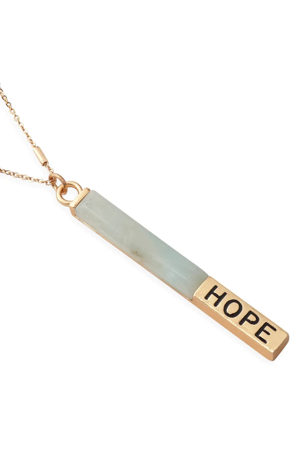 MYN1305 - NATURAL STONE "HOPE" PENDANT BAR NECKLACE