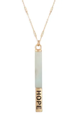 MYN1305 - NATURAL STONE "HOPE" PENDANT BAR NECKLACE