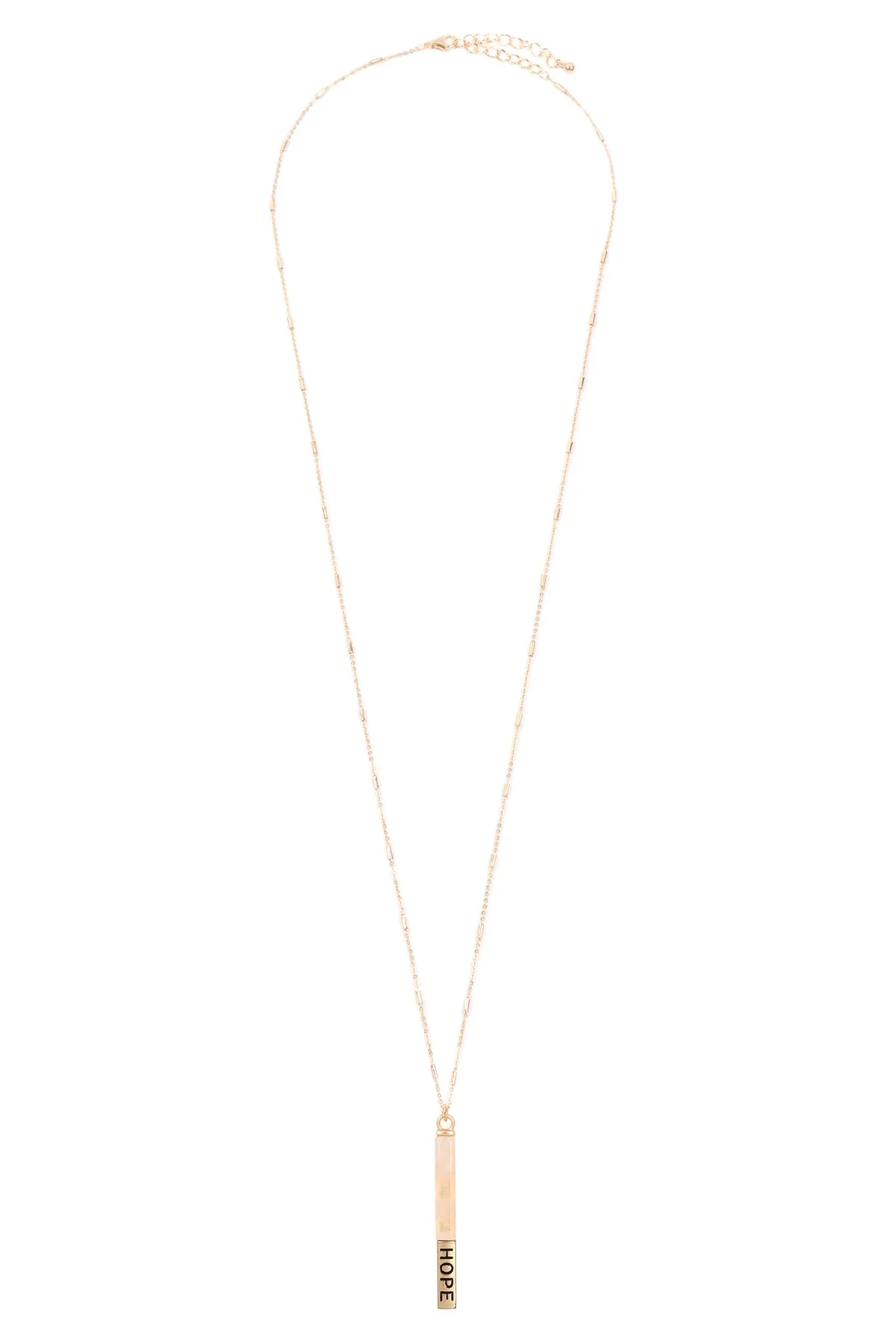 MYN1305 - NATURAL STONE "HOPE" PENDANT BAR NECKLACE