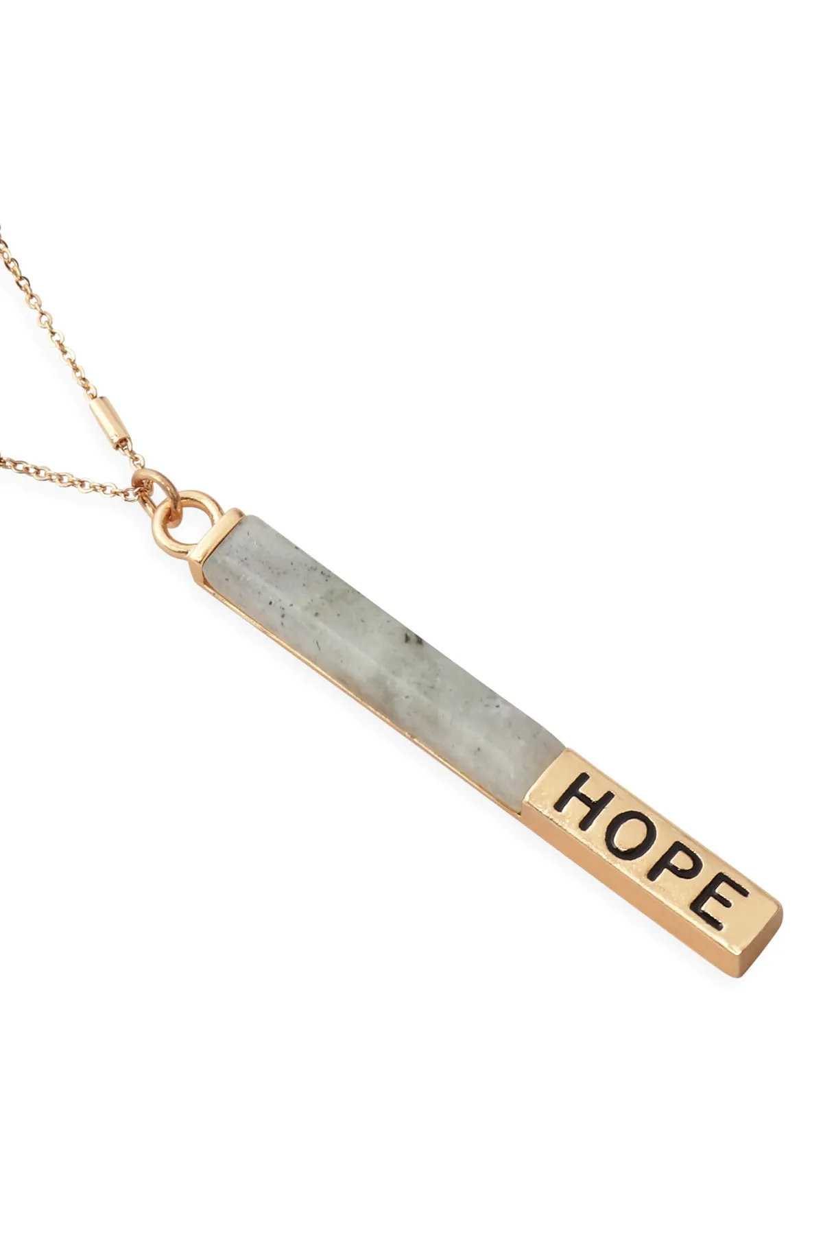 MYN1305 - NATURAL STONE "HOPE" PENDANT BAR NECKLACE