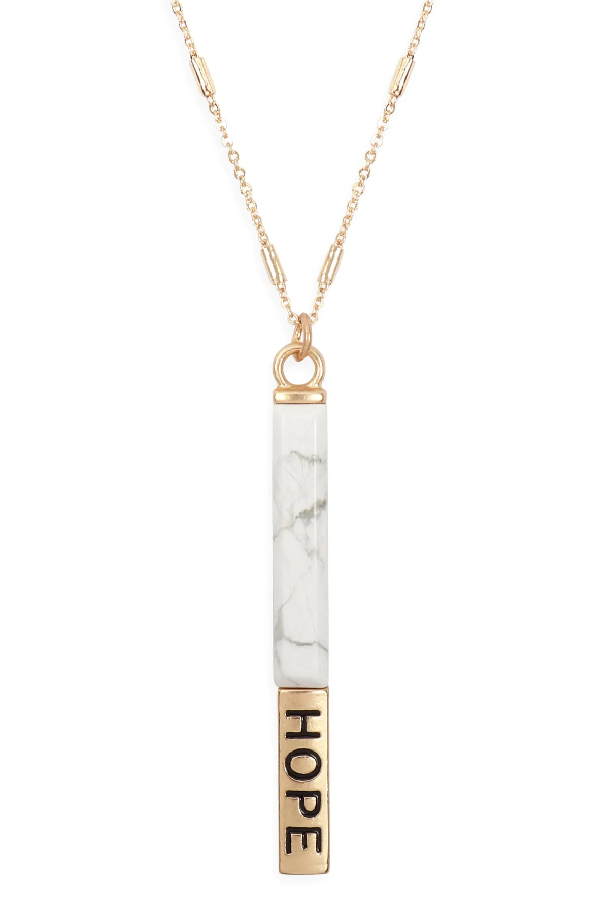 MYN1305 - NATURAL STONE "HOPE" PENDANT BAR NECKLACE