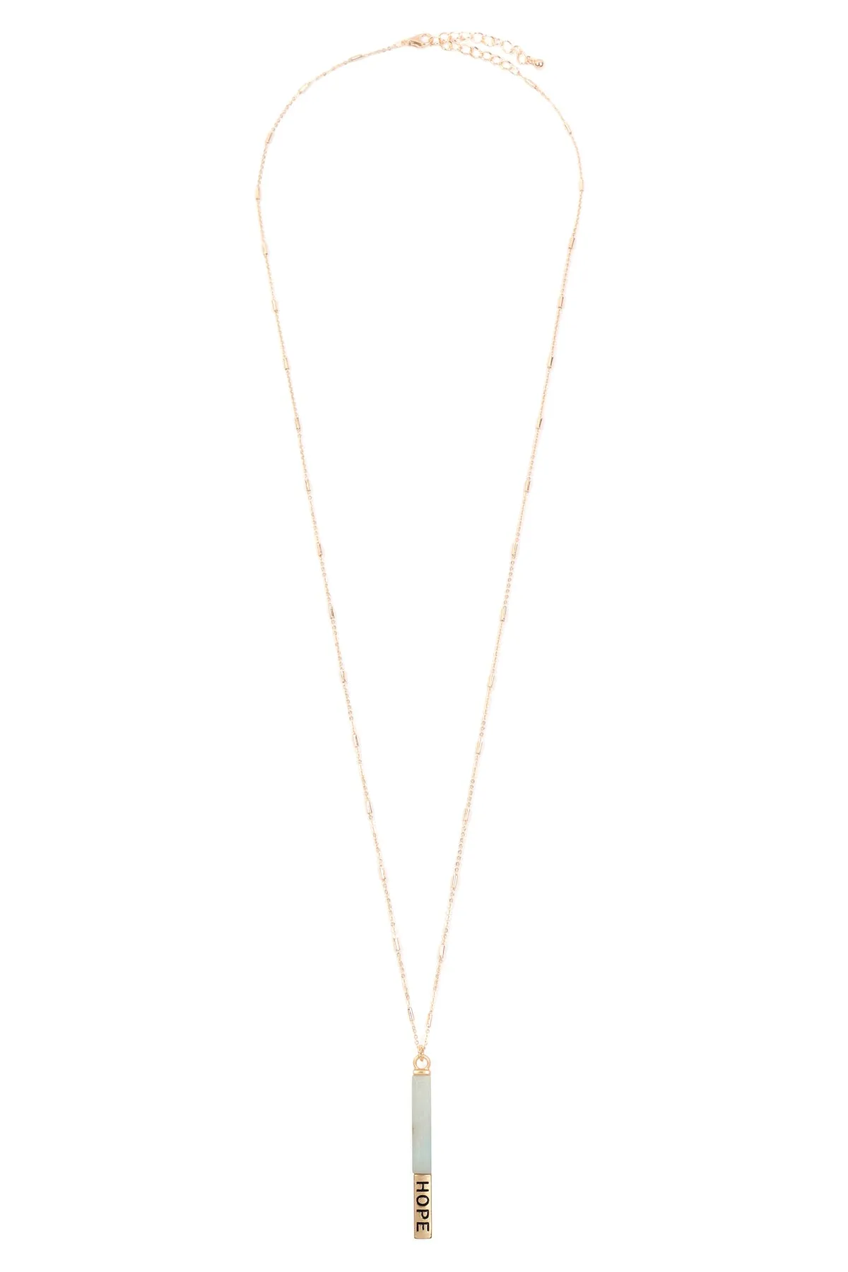MYN1305 - NATURAL STONE "HOPE" PENDANT BAR NECKLACE