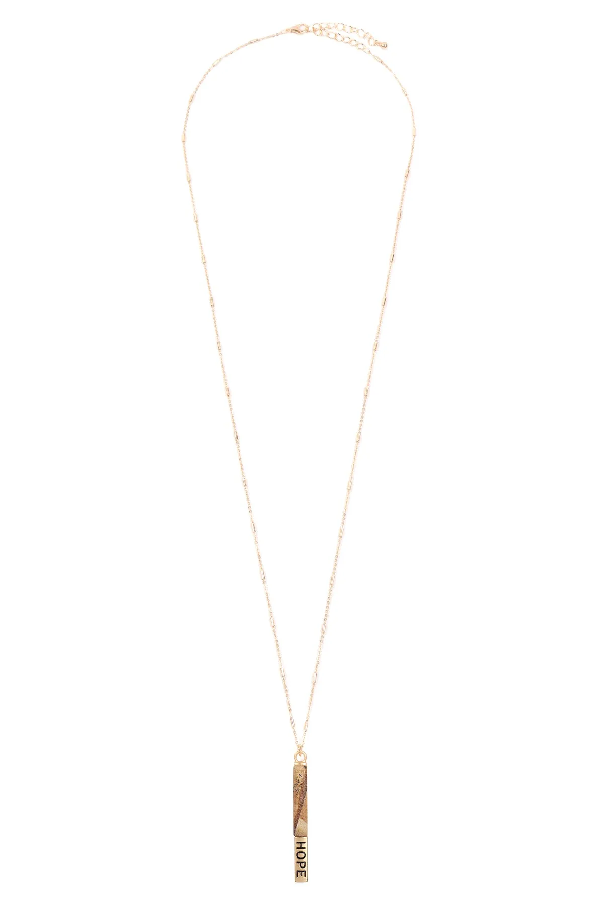 MYN1305 - NATURAL STONE "HOPE" PENDANT BAR NECKLACE