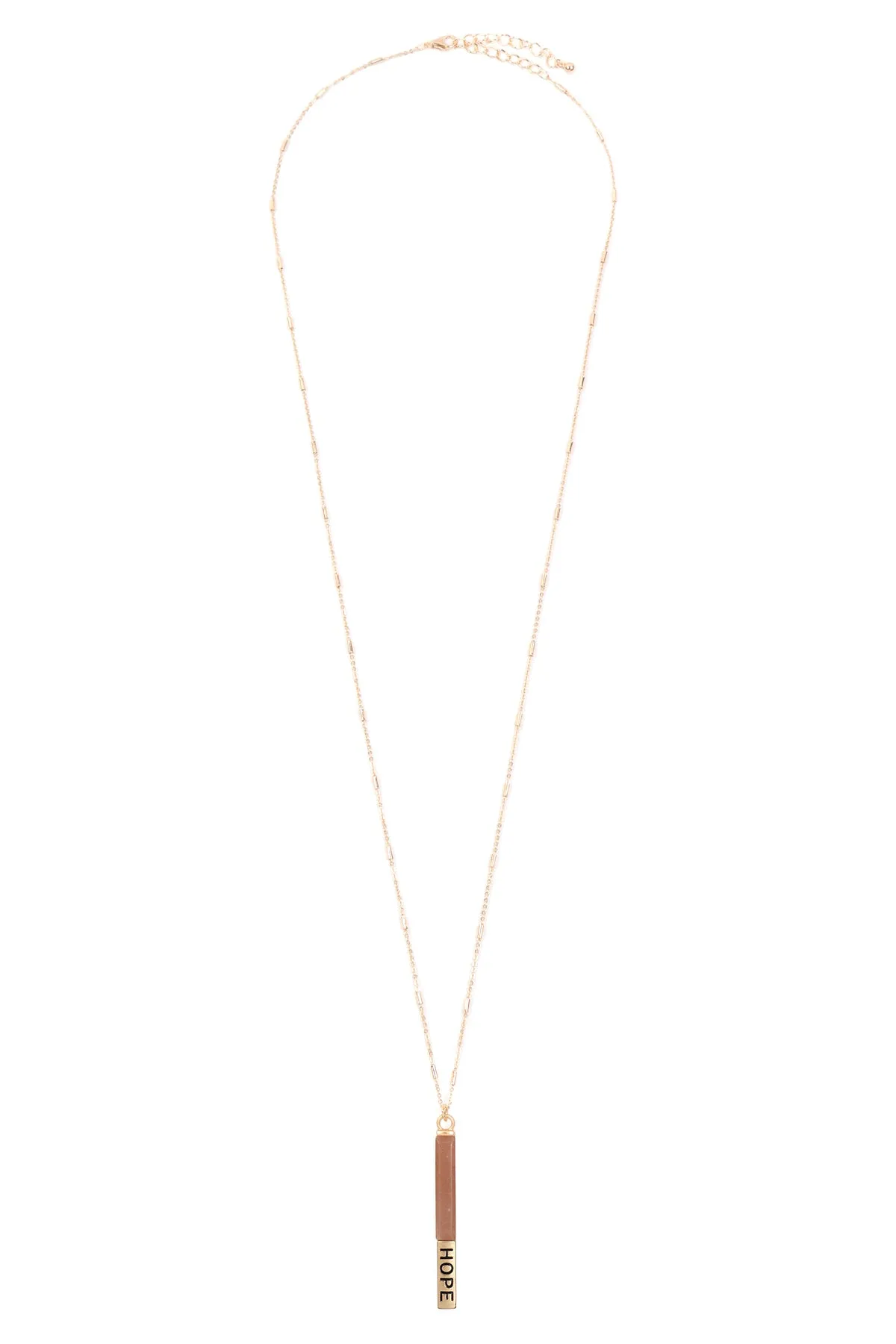 MYN1305 - NATURAL STONE "HOPE" PENDANT BAR NECKLACE