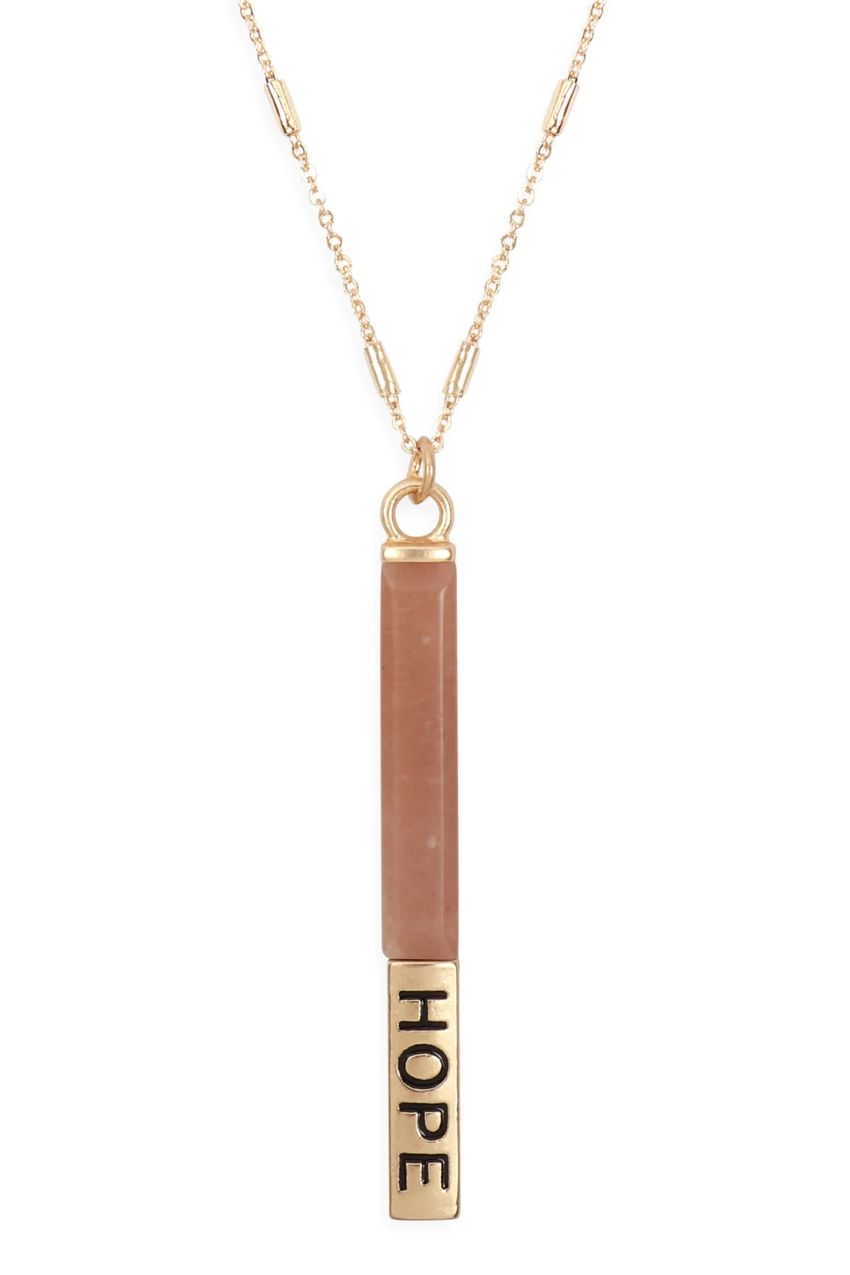 MYN1305 - NATURAL STONE "HOPE" PENDANT BAR NECKLACE