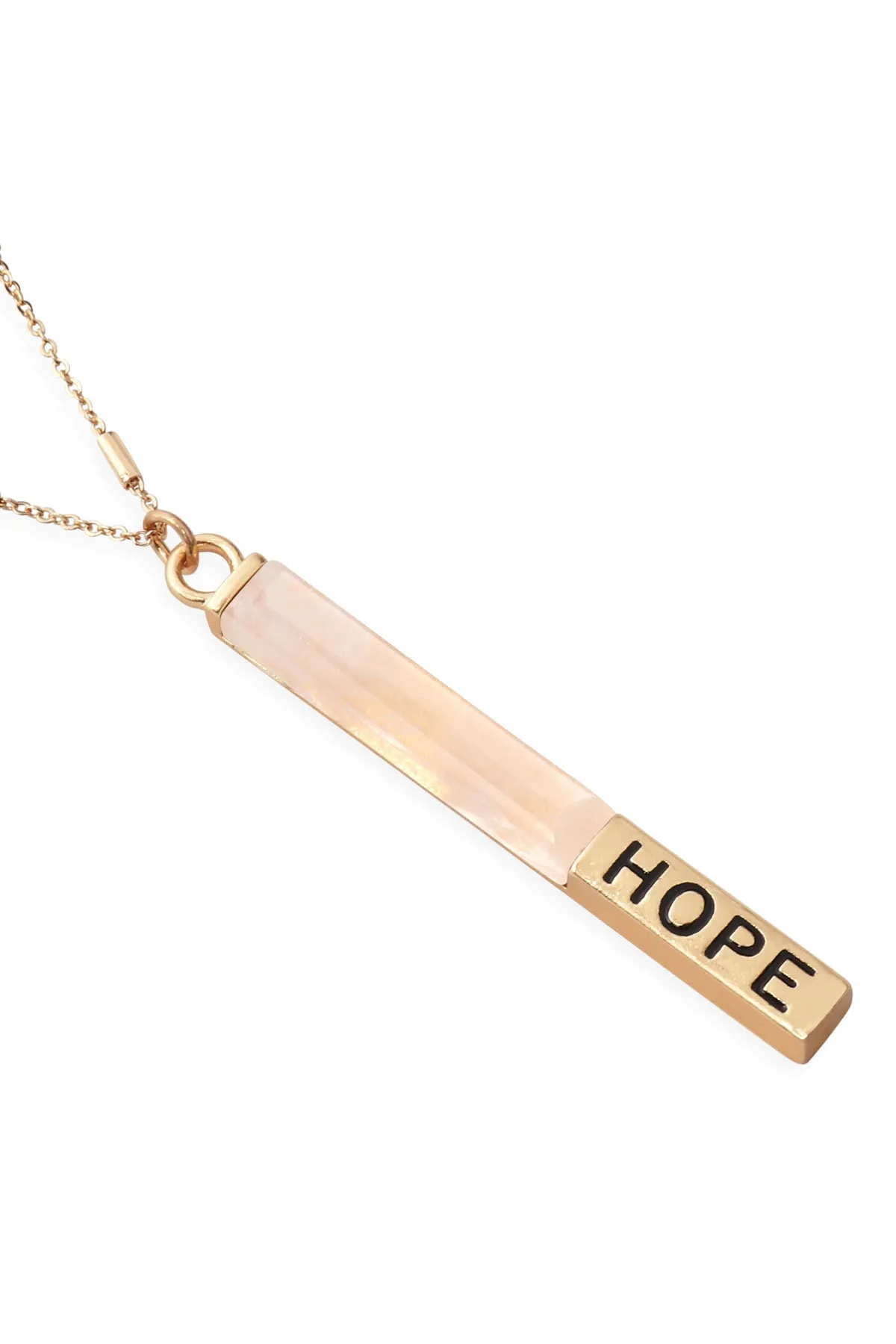 MYN1305 - NATURAL STONE "HOPE" PENDANT BAR NECKLACE
