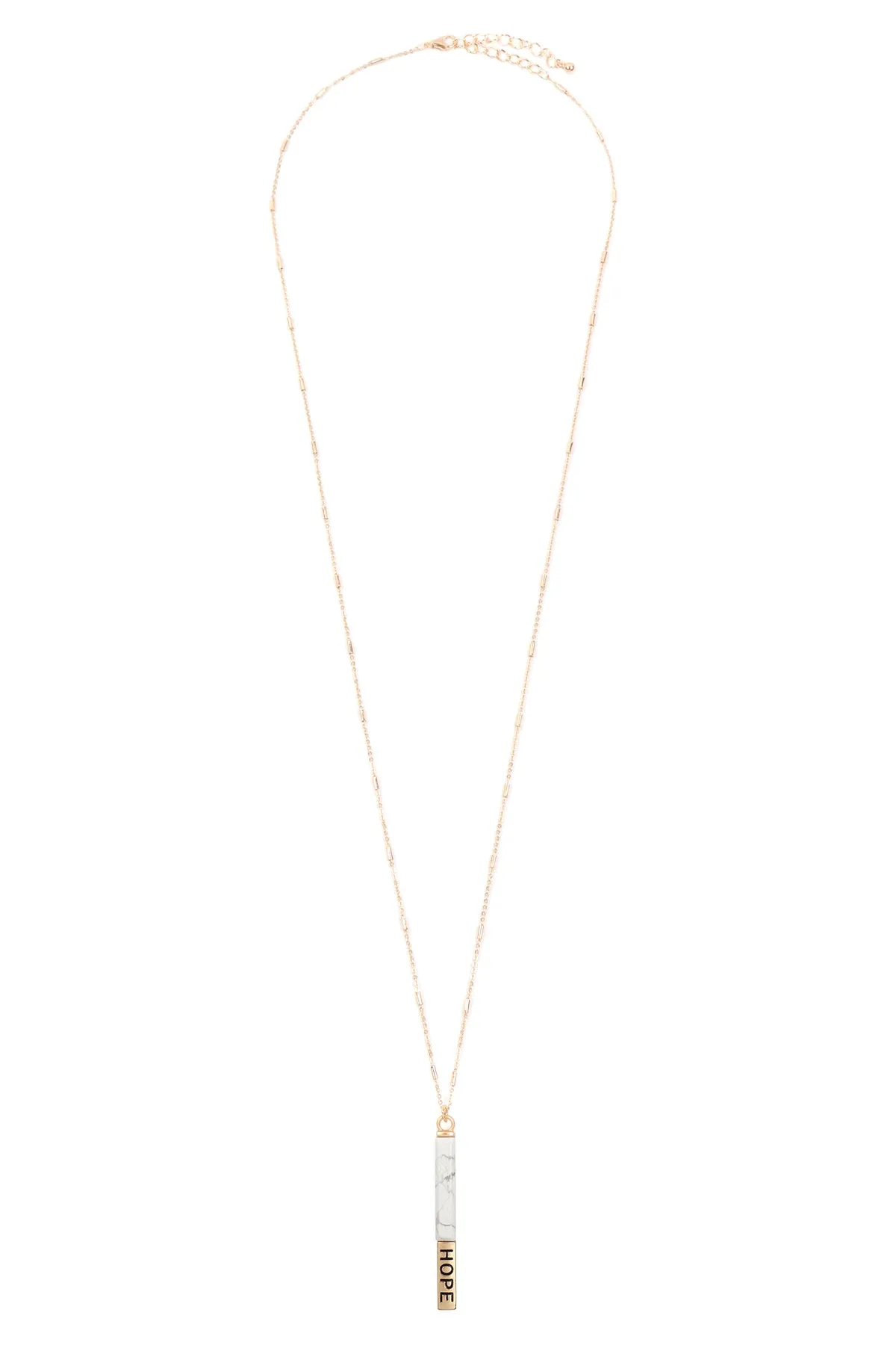 MYN1305 - NATURAL STONE "HOPE" PENDANT BAR NECKLACE