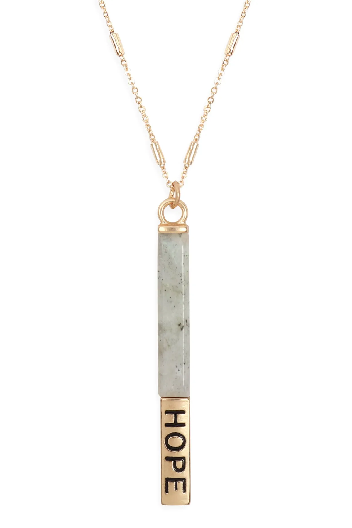 MYN1305 - NATURAL STONE "HOPE" PENDANT BAR NECKLACE