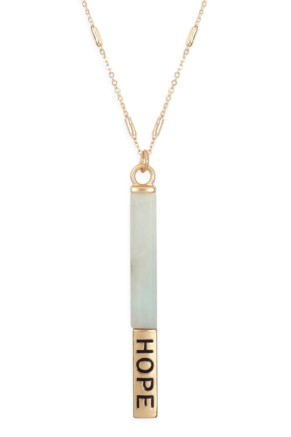 MYN1305 - NATURAL STONE "HOPE" PENDANT BAR NECKLACE