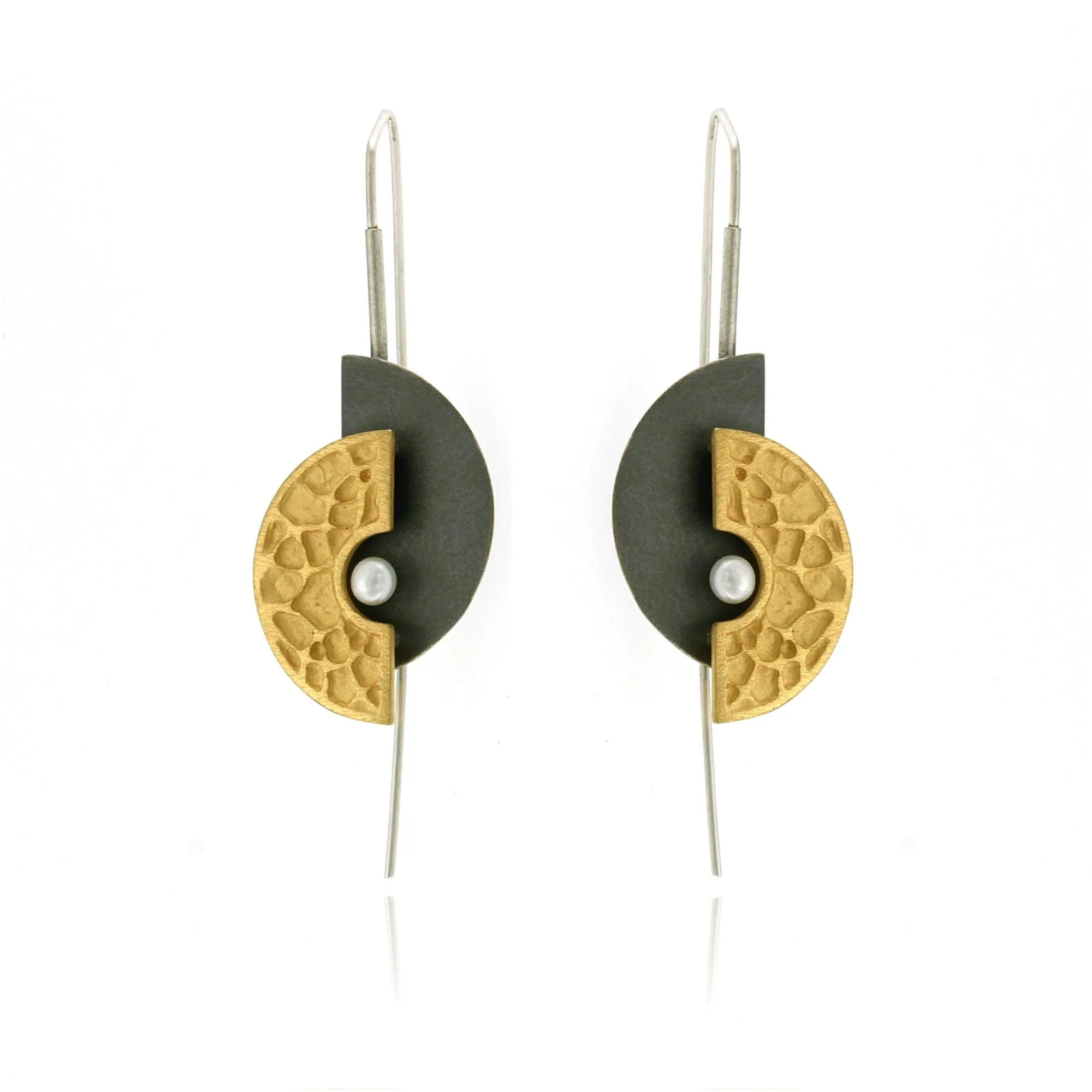 Mysterium Collection Oxidized & Gold-Plated Sterling Pearl Earrings