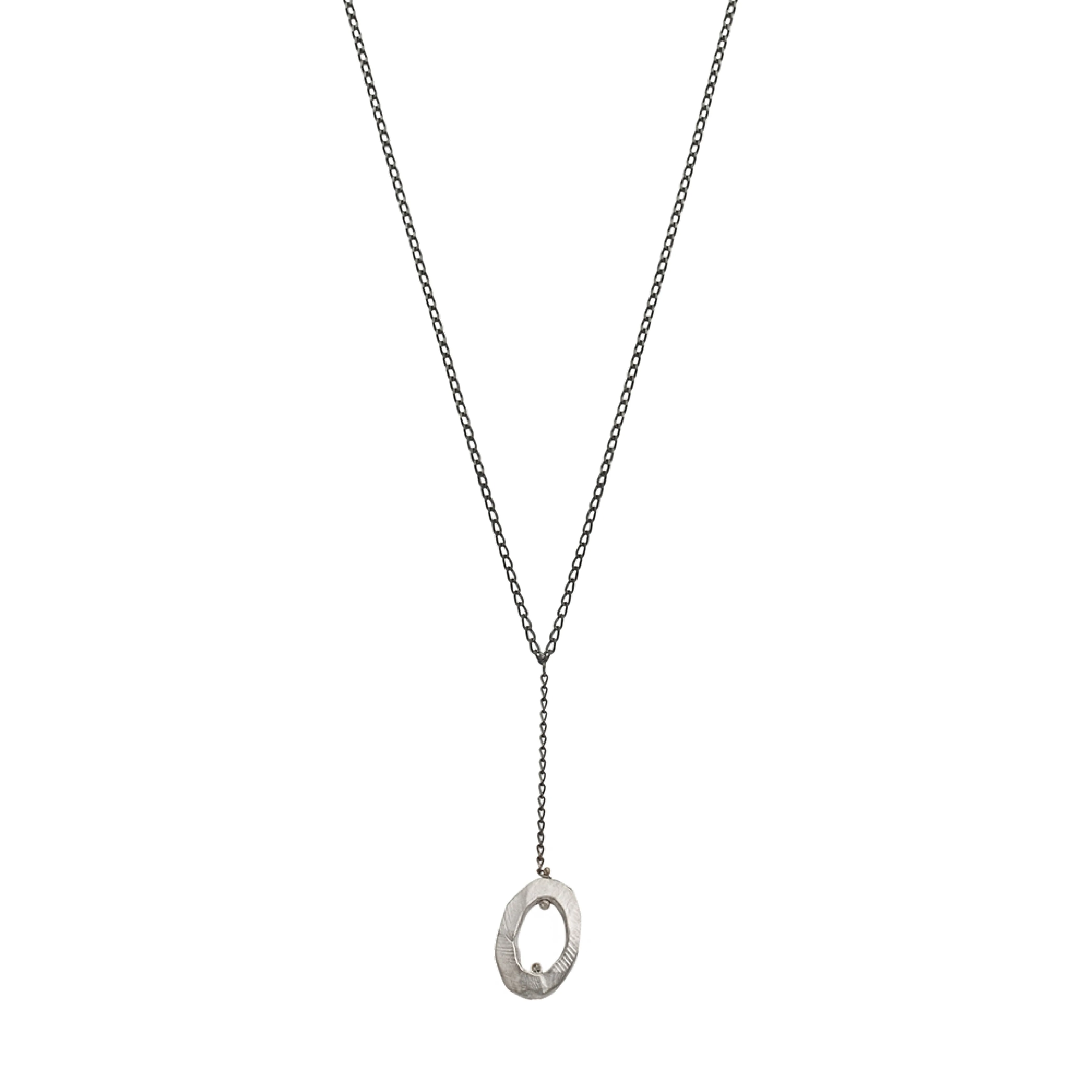 Mystic Oval Y Necklace with Diamond in Silver