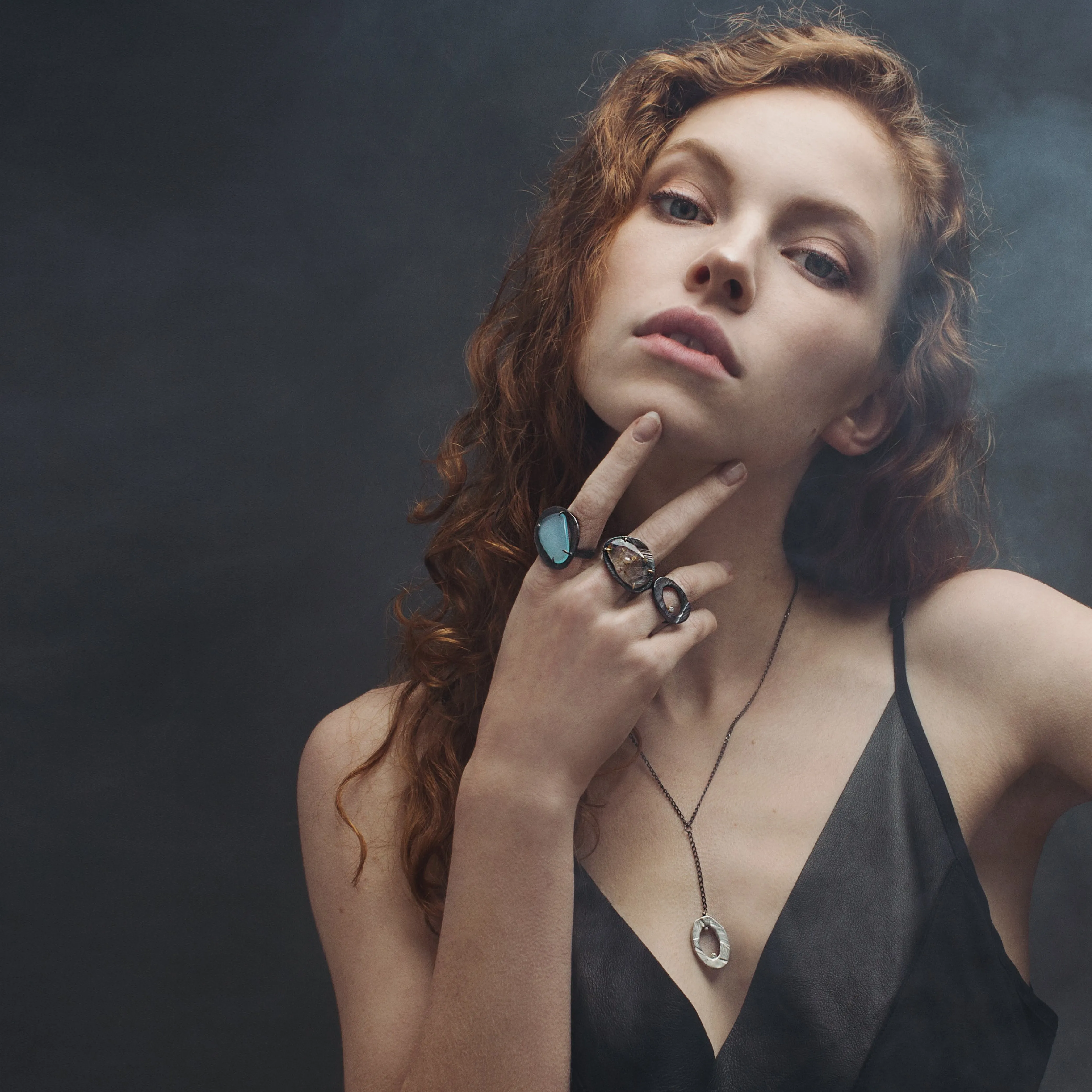 Mystic Oval Y Necklace with Diamond in Silver