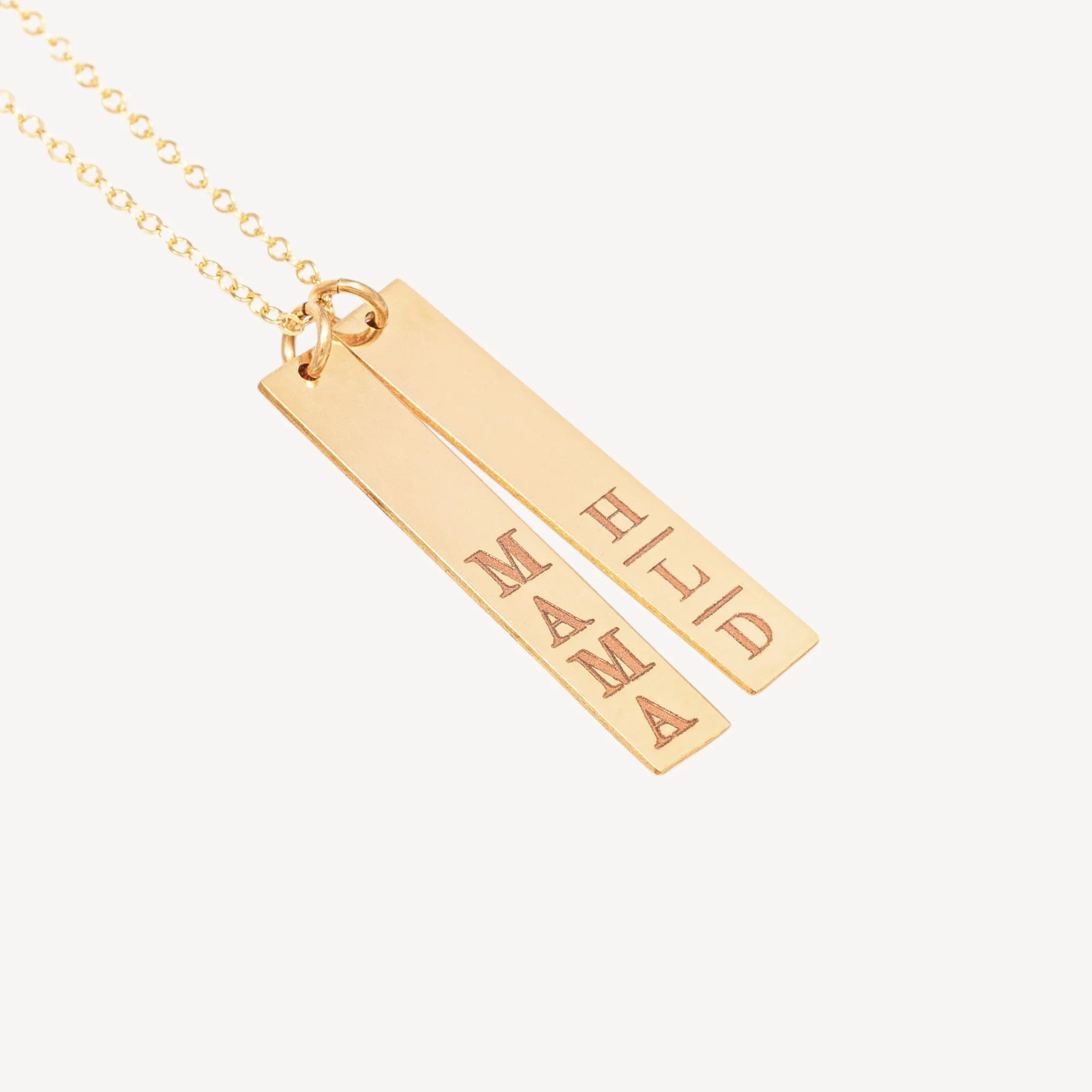 Nameplate 1 Vertical Bar Necklace, 1.25" Bar