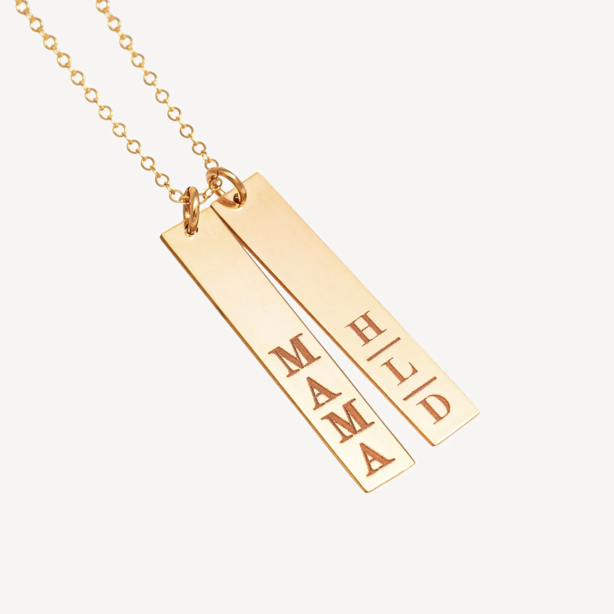 Nameplate 1 Vertical Bar Necklace, 1.25" Bar