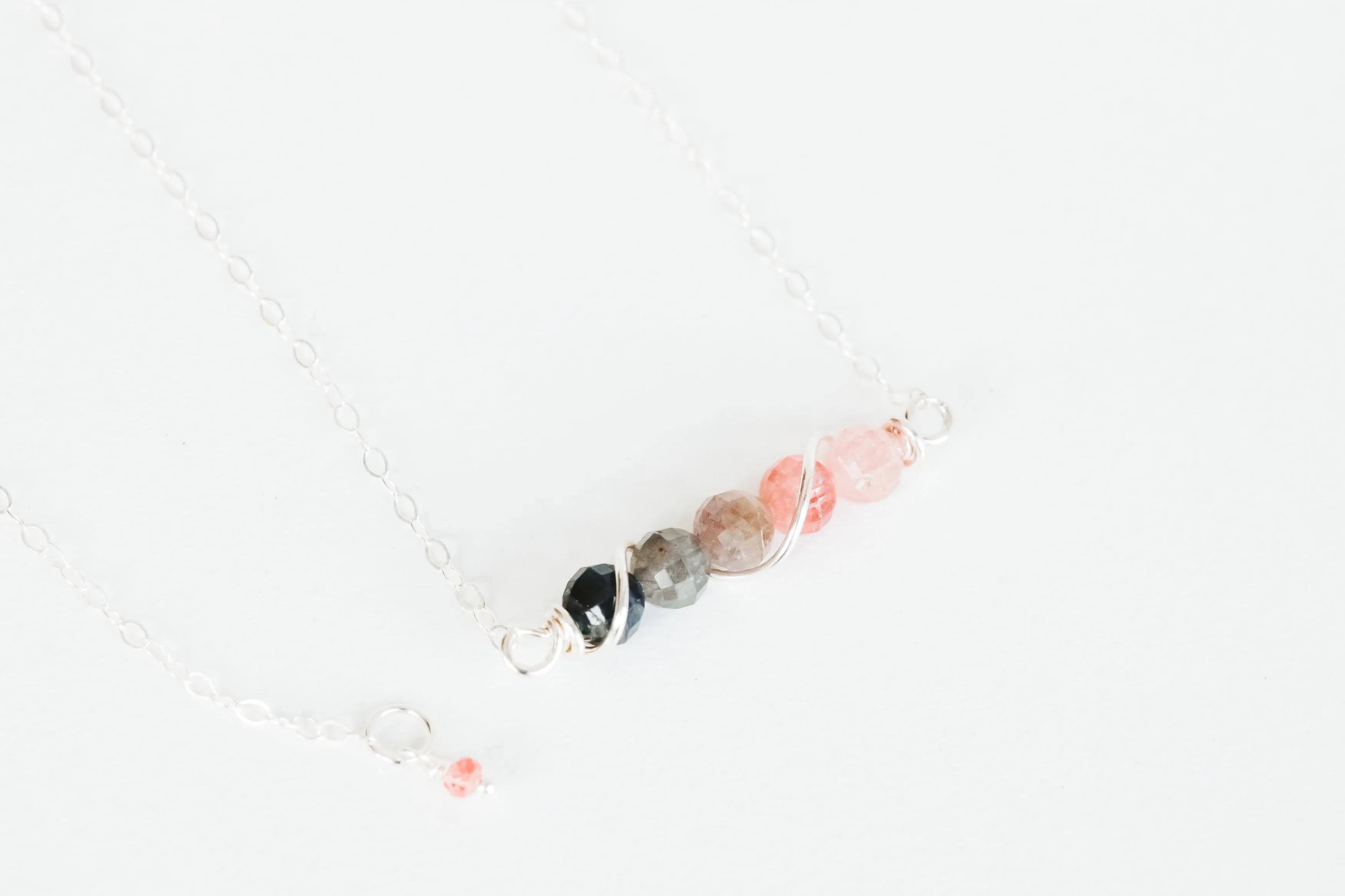 Natural Spinel Gemstone Bar Sterling Silver Necklace | As Seen On TV | Law & Order SVU