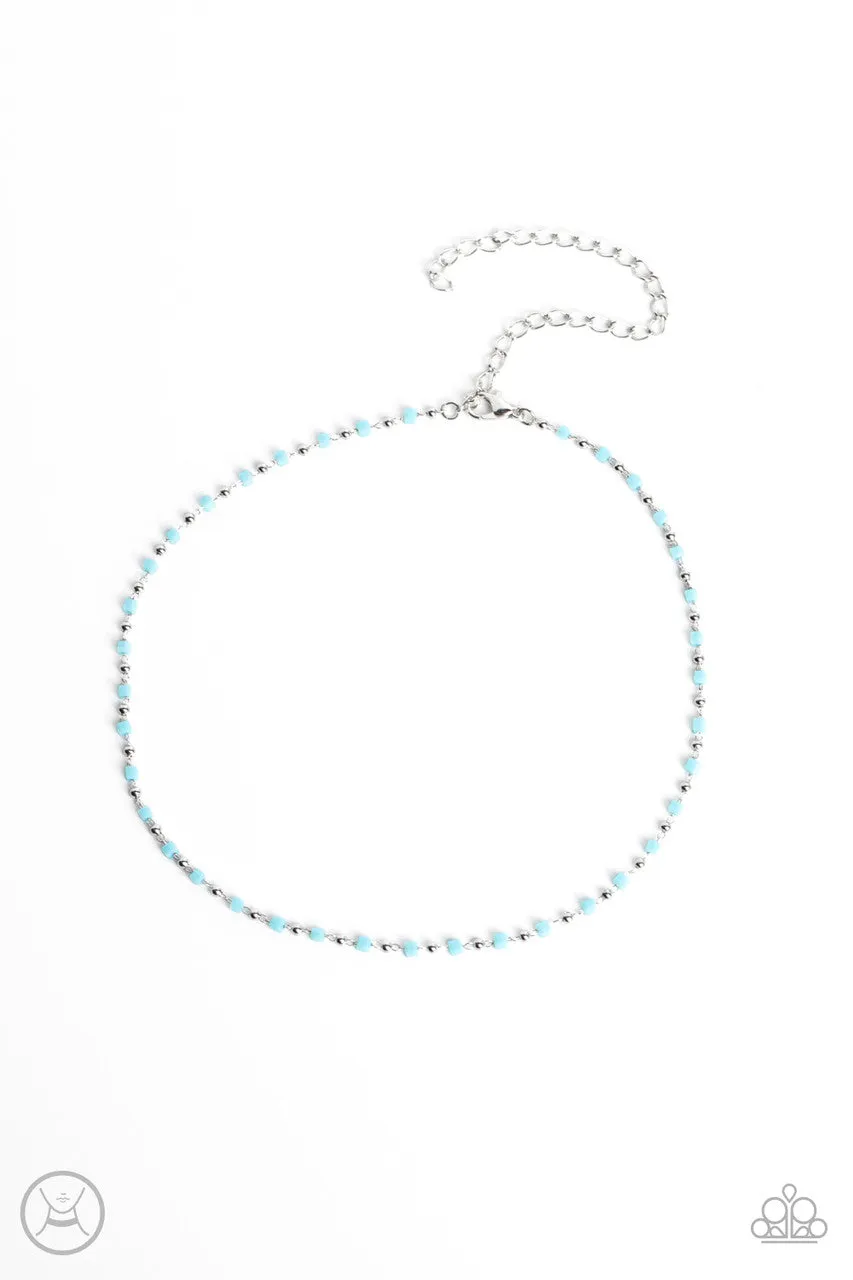 Neon Lights - Blue - Beaded Dainty Paparazzi Choker Necklace