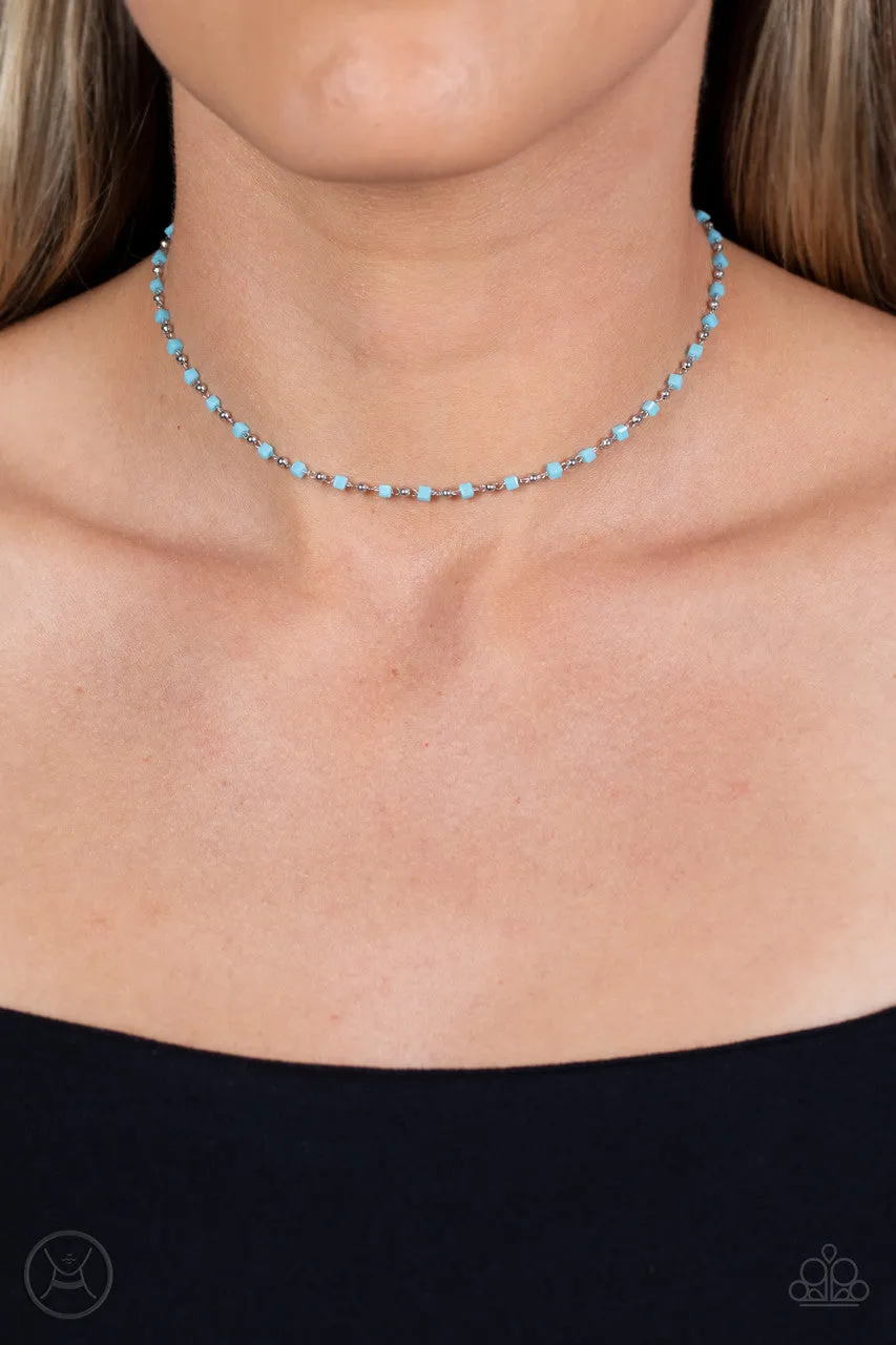 Neon Lights - Blue - Beaded Dainty Paparazzi Choker Necklace