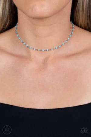 Neon Lights - Blue - Beaded Dainty Paparazzi Choker Necklace