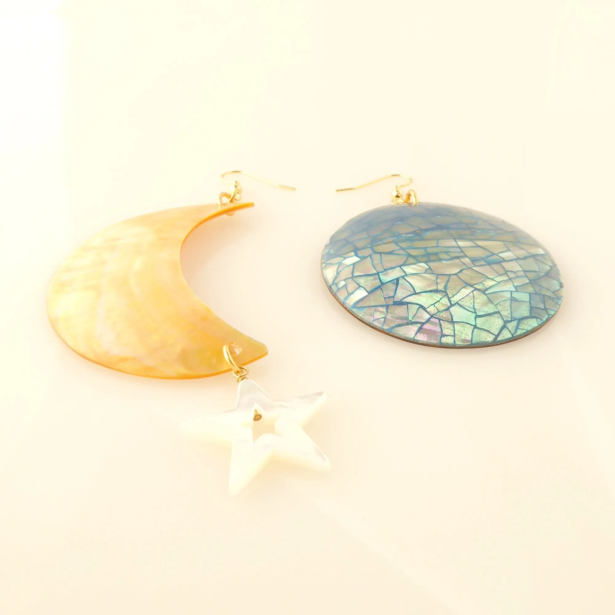 Neptune shell and moon earrings
