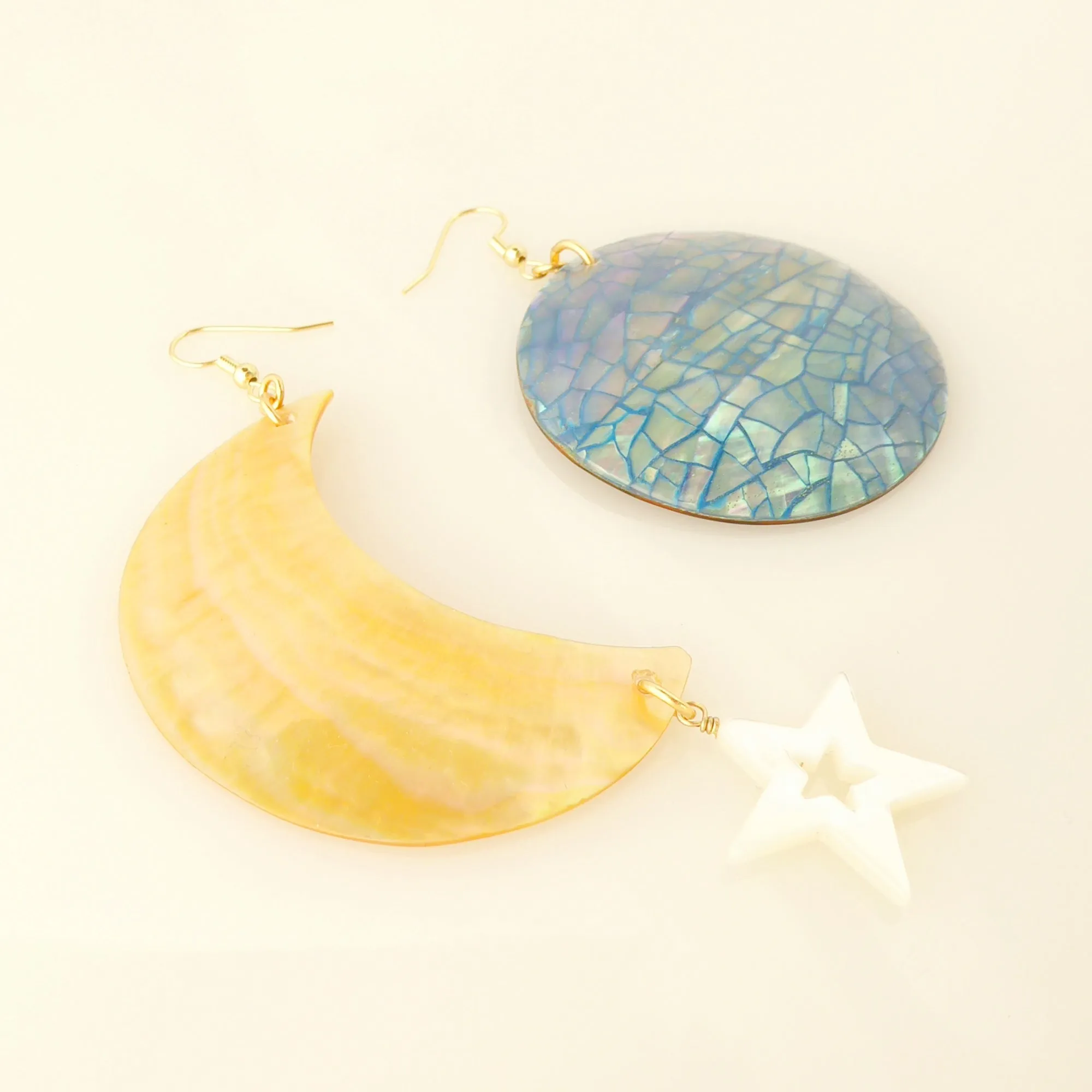 Neptune shell and moon earrings
