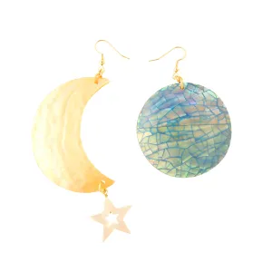 Neptune shell and moon earrings